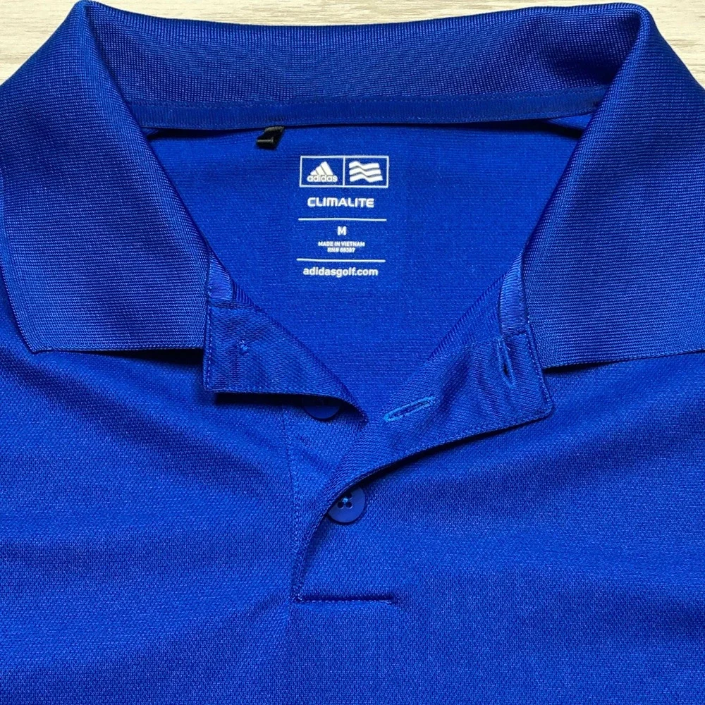 2 Adidas Men's ClimaLite‎ Three Stripe Polo Golf Shirts Blue Size Medium